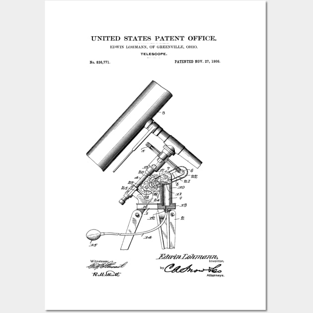 Telescope Patent Black Wall Art by Luve